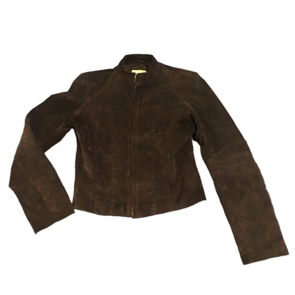 Suede Brown Fitted Jacket - Picture 1 of 5